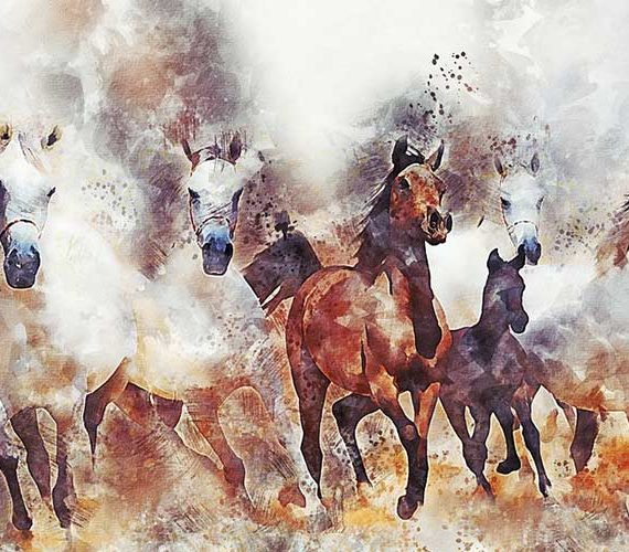 Horse riding art painting